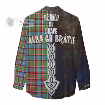 Aikenhead Tartan Family Crest Women's Casual Shirt Alba Gu Brath Be Brave Lion Ancient Style - Tartan Vibes Clothing