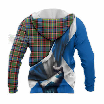 Aikenhead Tartan Knitted Hoodie with Family Crest Scotland Patriotic Style