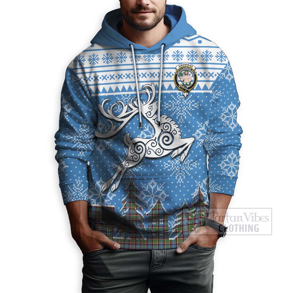 Tartan Vibes Clothing Aikenhead Clan Christmas Hoodie Celtic Reindeer Style