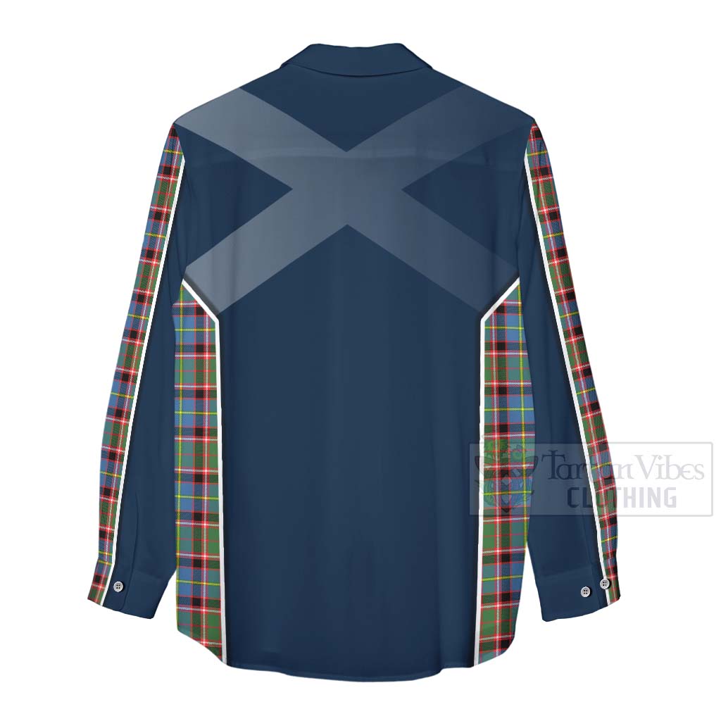 Tartan Vibes Clothing Aikenhead Tartan Women's Casual Shirt with Family Crest and Scottish Thistle Vibes Sport Style