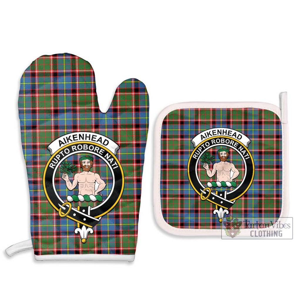 Aikenhead Tartan Combo Oven Mitt & Pot-Holder with Family Crest - Tartan Vibes Clothing