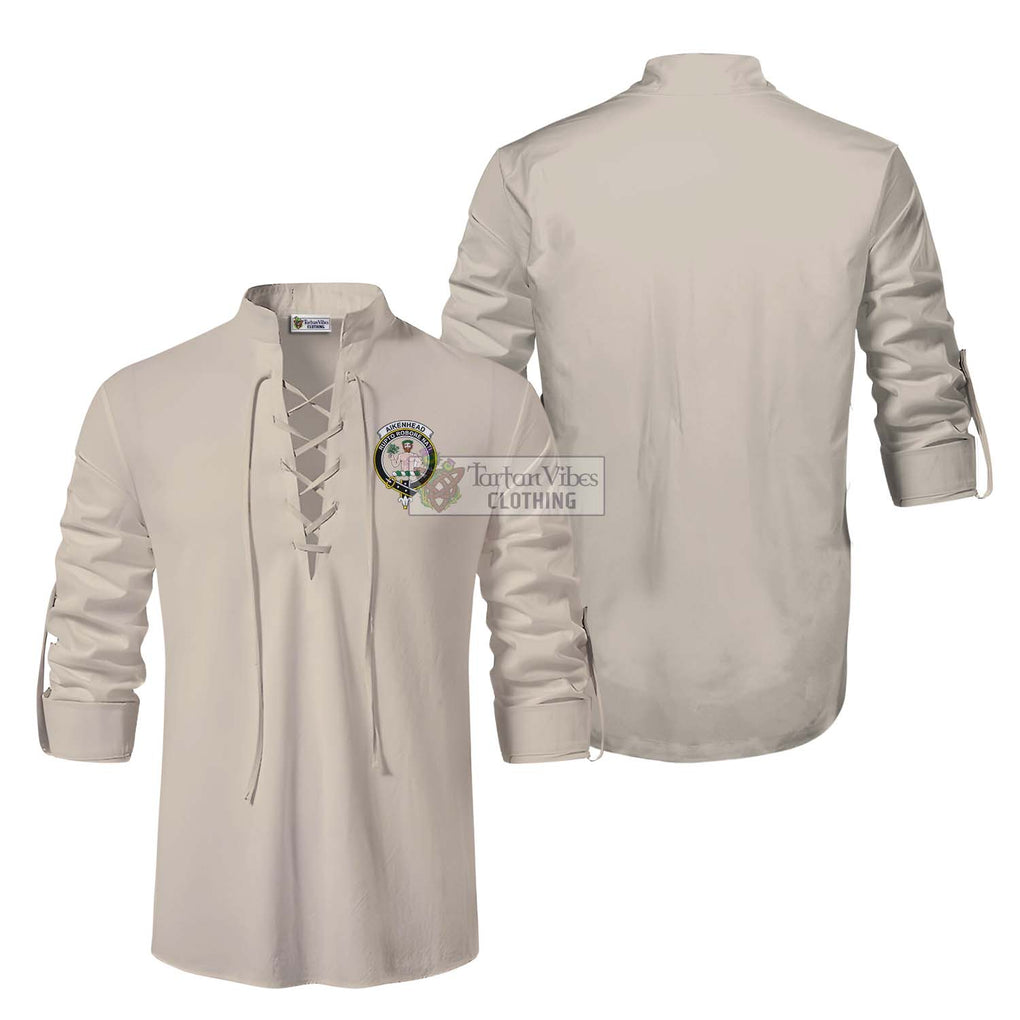 Aikenhead Clan Crest Ghillie Kilt Shirt Men Khaki - 2D-tartanvibesclothing