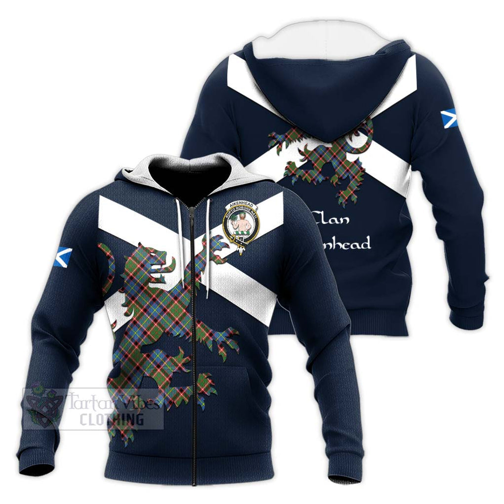 Tartan Vibes Clothing Aikenhead Tartan Lion Rampant Knitted Hoodie – Proudly Display Your Heritage with Alba Gu Brath and Clan Name