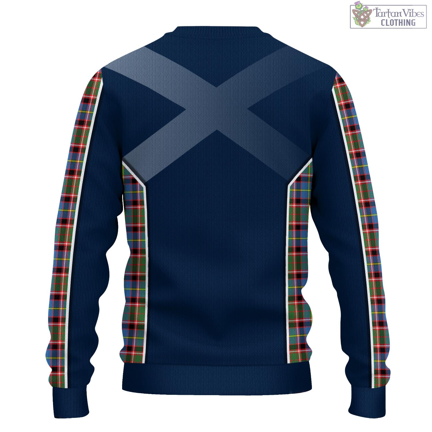 Tartan Vibes Clothing Aikenhead Tartan Knitted Sweatshirt with Family Crest and Scottish Thistle Vibes Sport Style