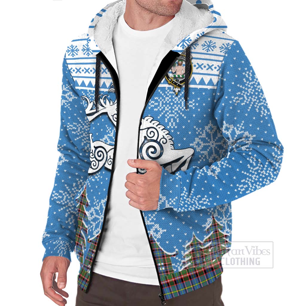 Tartan Vibes Clothing Aikenhead Clan Christmas Sherpa Hoodie Celtic Reindeer Style