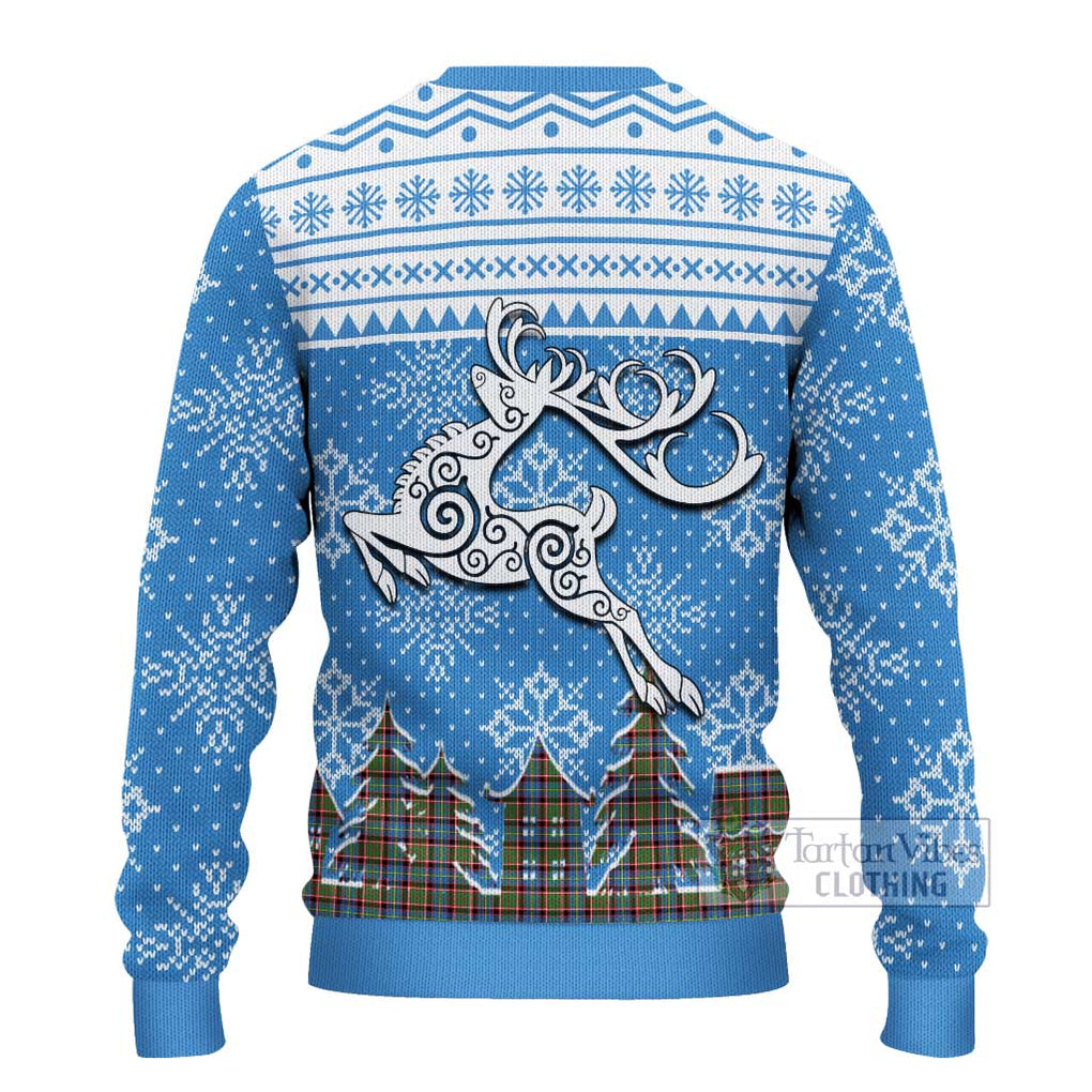 Tartan Vibes Clothing Aikenhead Clan Christmas Ugly Sweater with Tartan and Celtic Raindeer Style