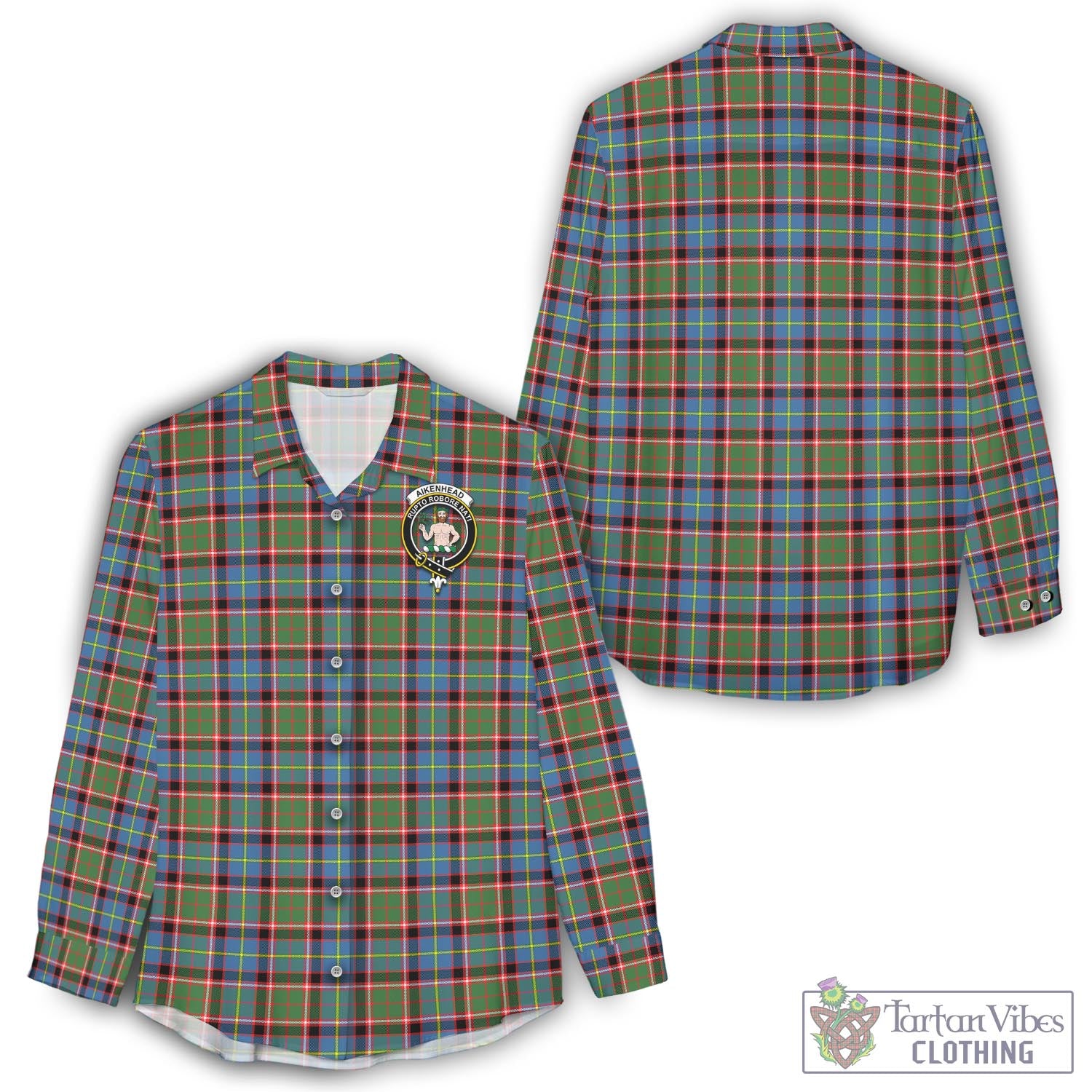 Tartan Vibes Clothing Aikenhead Tartan Womens Casual Shirt with Family Crest