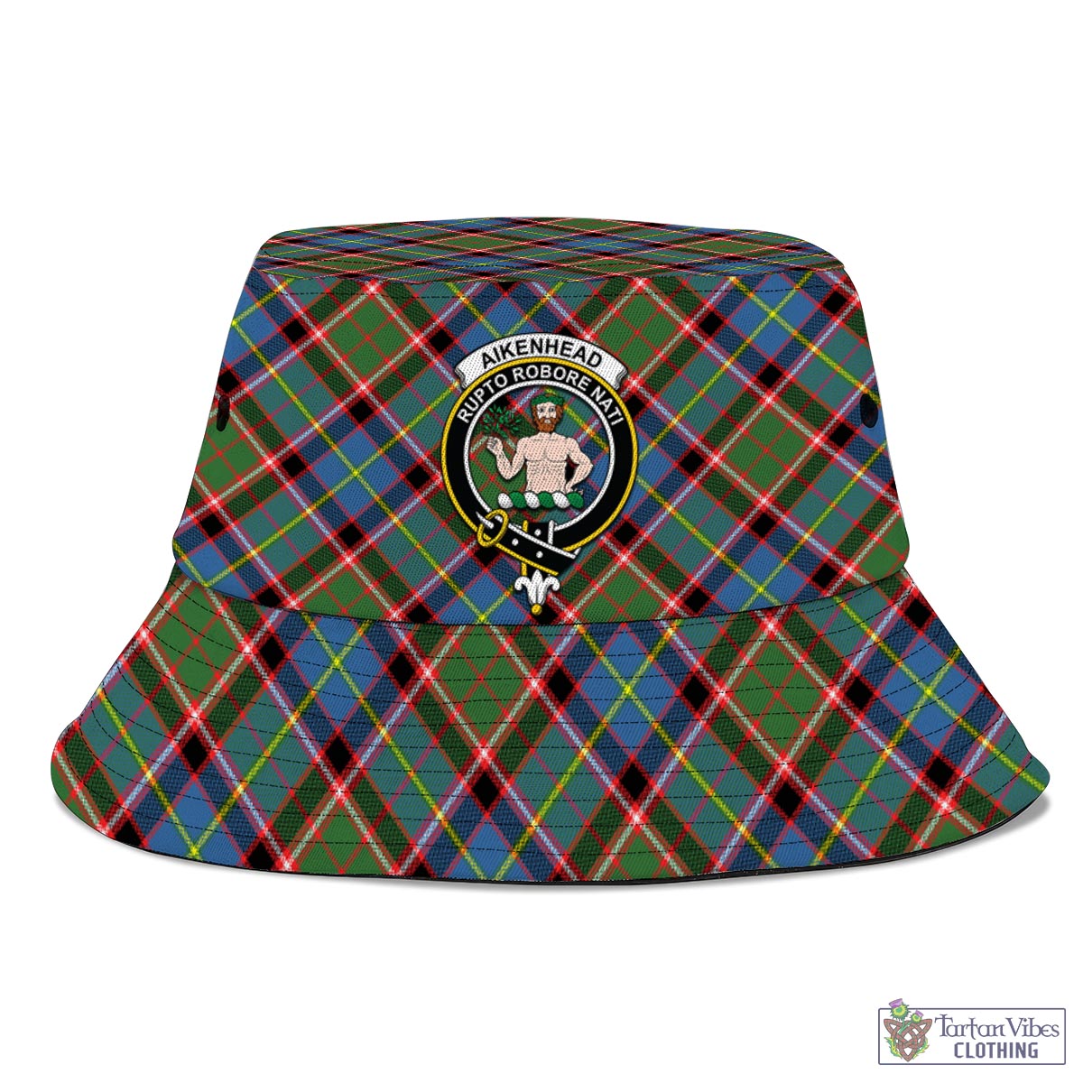 Tartan Vibes Clothing Aikenhead Tartan Bucket Hat with Family Crest