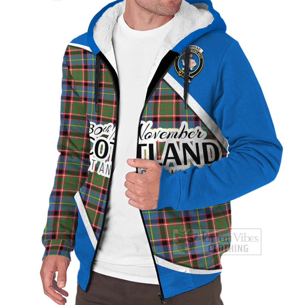 Tartan Vibes Clothing Aikenhead Family Crest Tartan Sherpa Hoodie Celebrate Saint Andrew's Day in Style