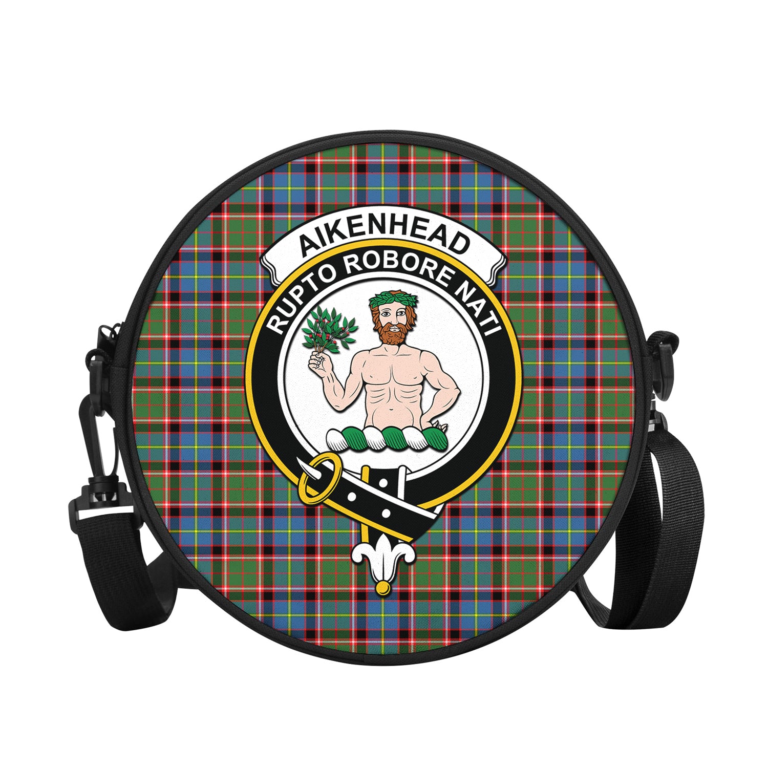 Aikenhead Tartan Round Satchel Bags with Family Crest - Tartanvibesclothing