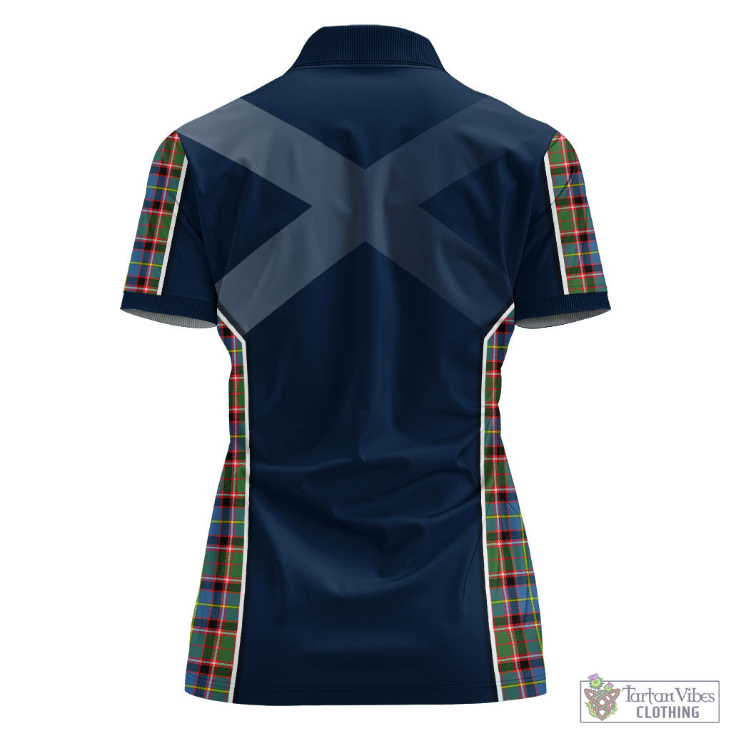 Tartan Vibes Clothing Aikenhead Tartan Women's Polo Shirt with Family Crest and Scottish Thistle Vibes Sport Style