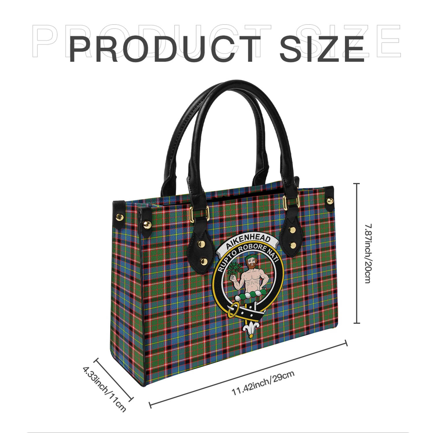 Aikenhead Tartan Leather Bag with Family Crest - Tartanvibesclothing