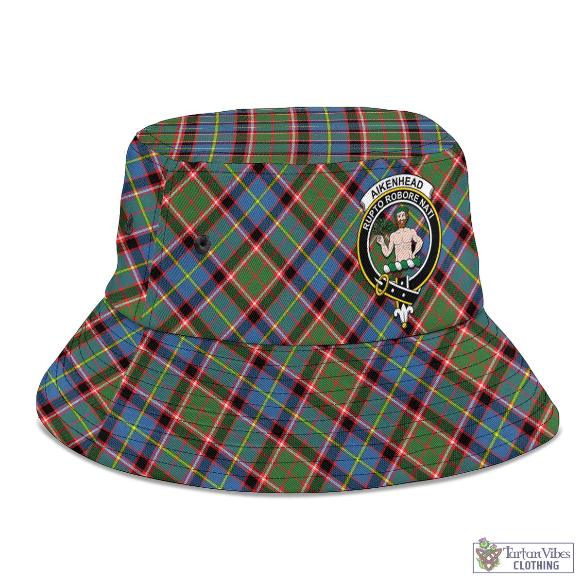 Tartan Vibes Clothing Aikenhead Tartan Bucket Hat with Family Crest