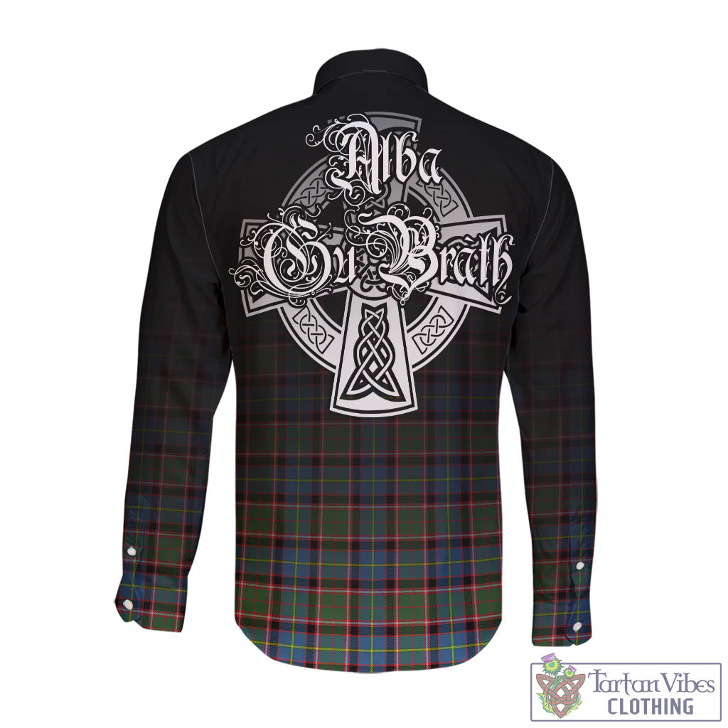 Tartan Vibes Clothing Aikenhead Tartan Long Sleeve Button Up Featuring Alba Gu Brath Family Crest Celtic Inspired