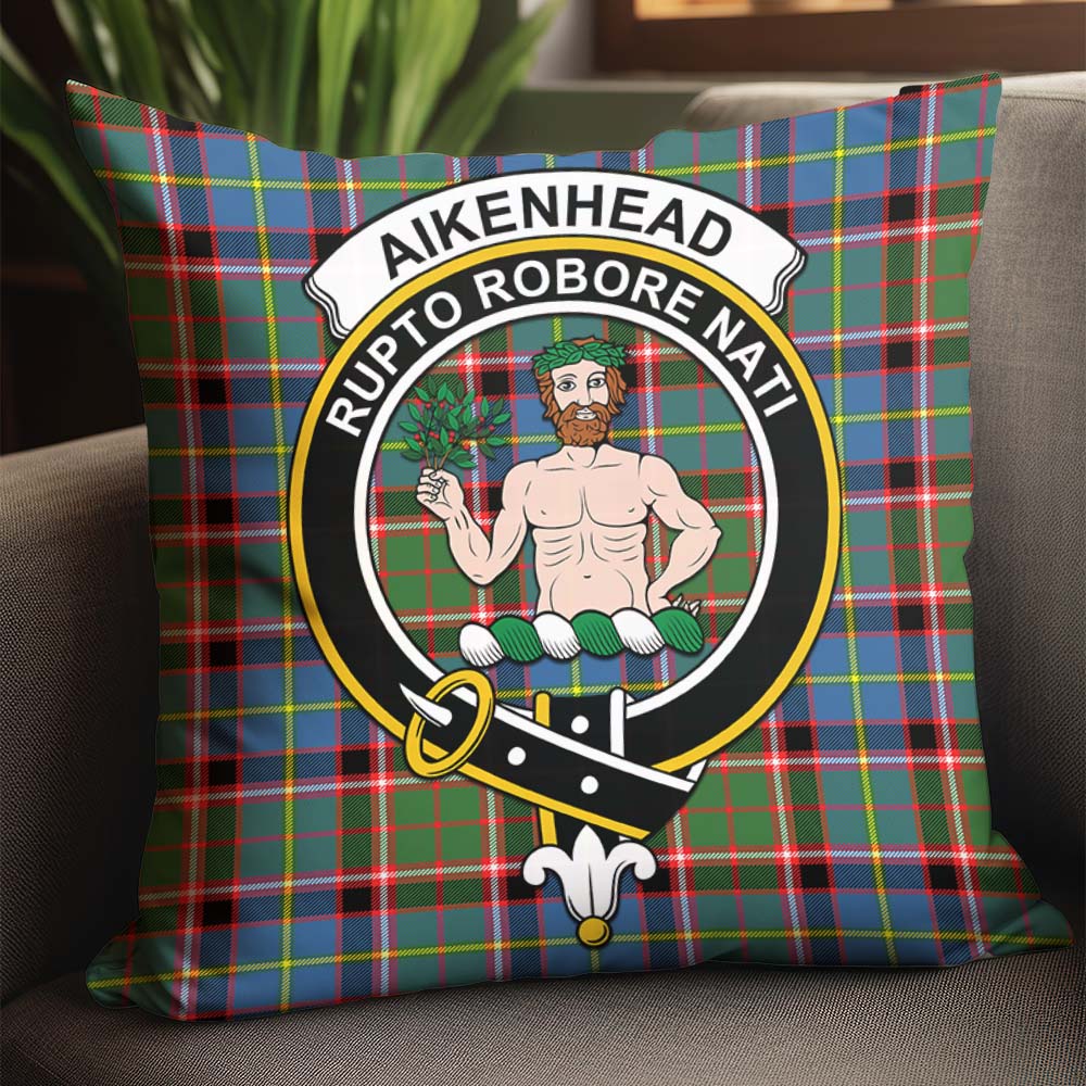 Aikenhead Tartan Pillow Cover with Family Crest - Tartan Vibes Clothing