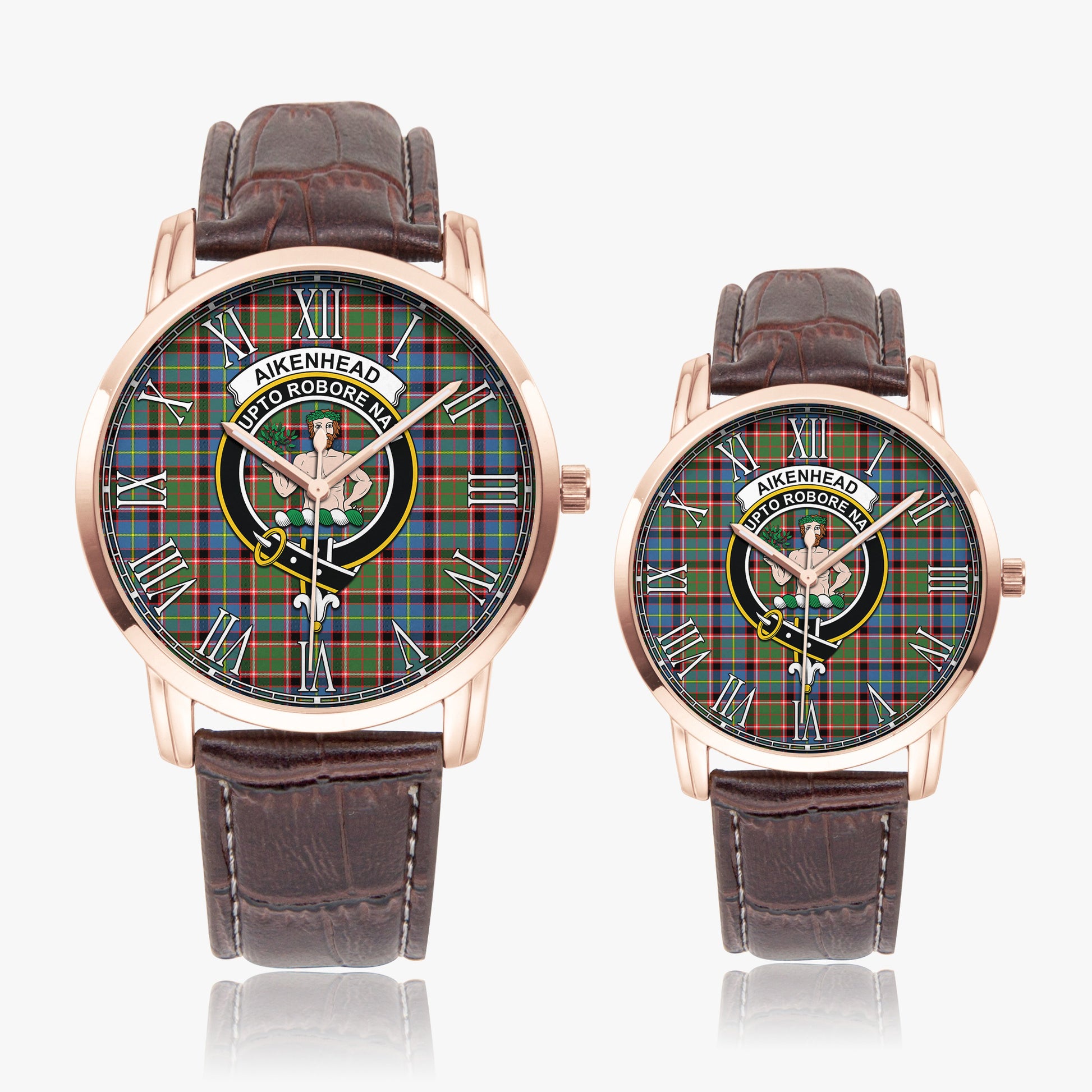 Aikenhead Tartan Family Crest Leather Strap Quartz Watch - Tartanvibesclothing