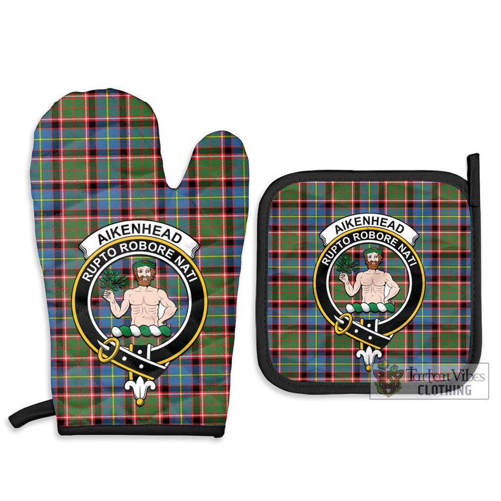 Aikenhead Tartan Combo Oven Mitt & Pot-Holder with Family Crest - Tartan Vibes Clothing