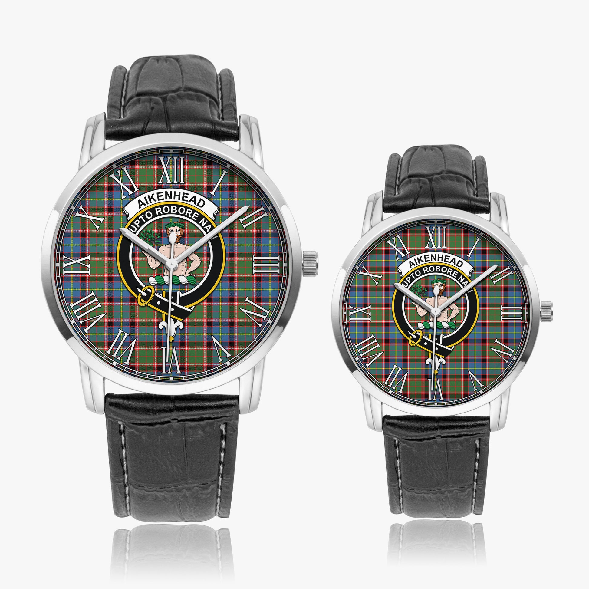 Aikenhead Tartan Family Crest Leather Strap Quartz Watch - Tartanvibesclothing