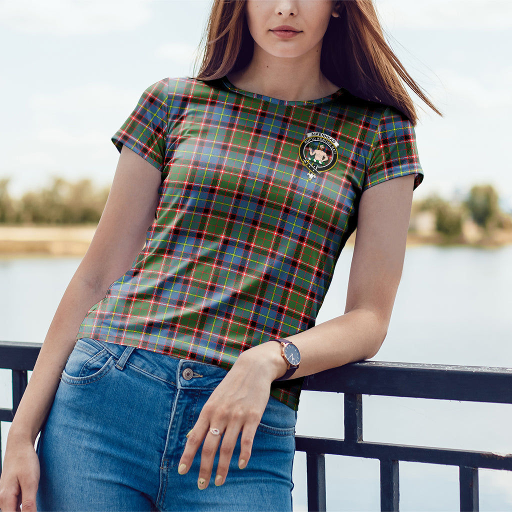 Aikenhead Tartan T-Shirt with Family Crest - Tartanvibesclothing