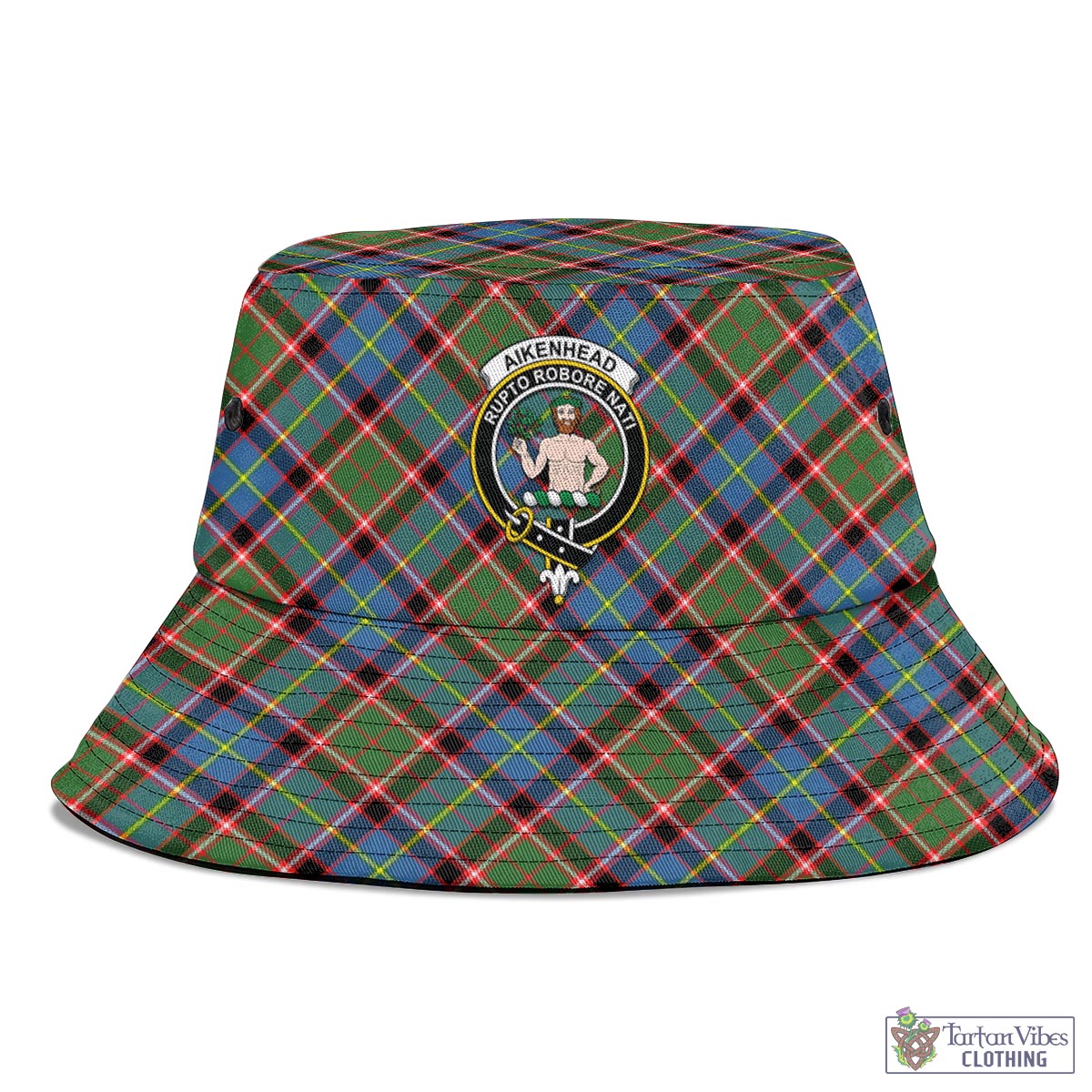 Tartan Vibes Clothing Aikenhead Tartan Bucket Hat with Family Crest