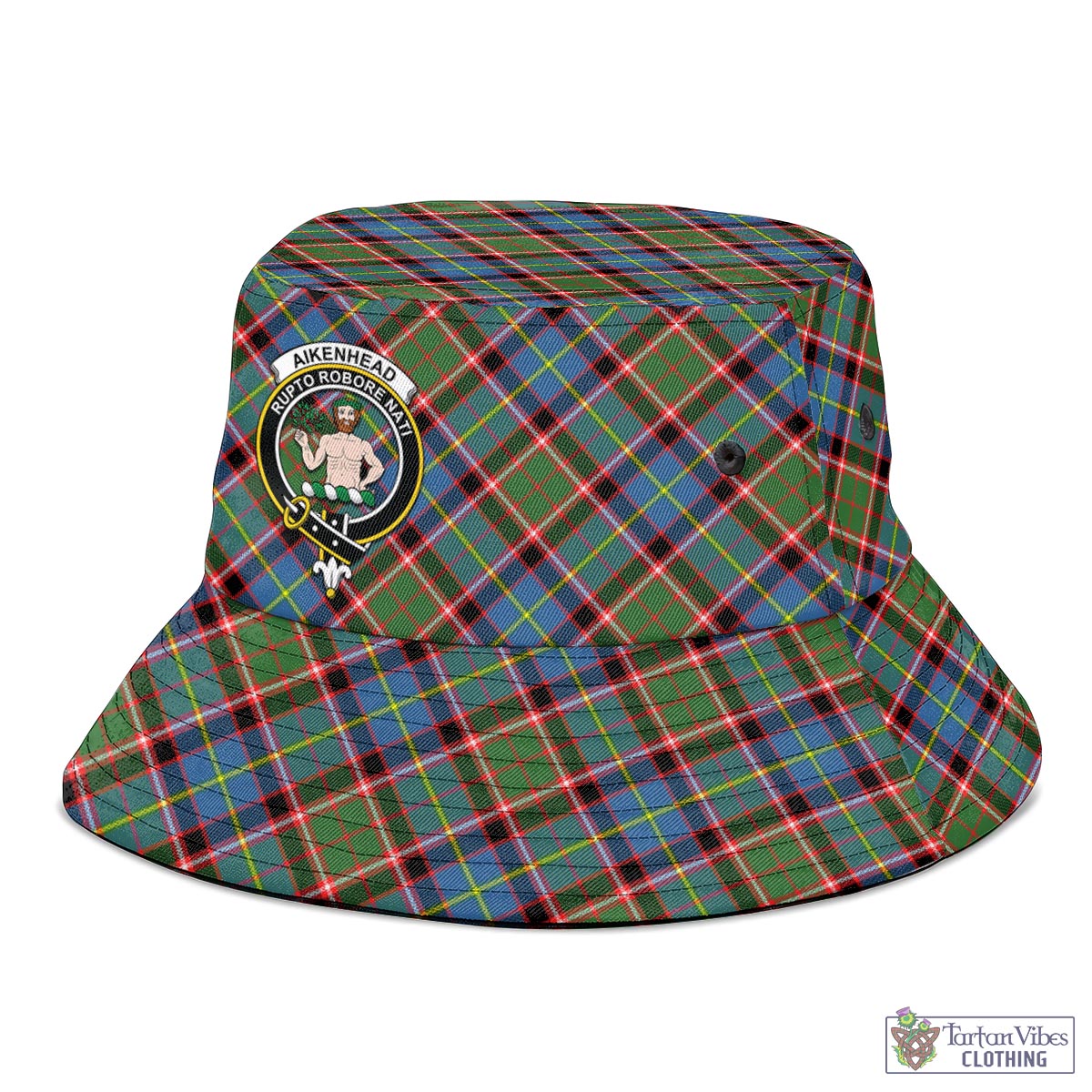 Tartan Vibes Clothing Aikenhead Tartan Bucket Hat with Family Crest