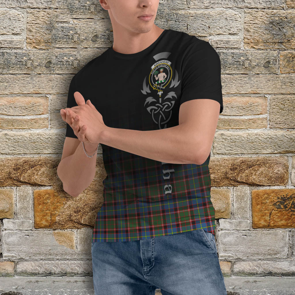 Tartan Vibes Clothing Aikenhead Tartan T-Shirt Featuring Alba Gu Brath Family Crest Celtic Inspired