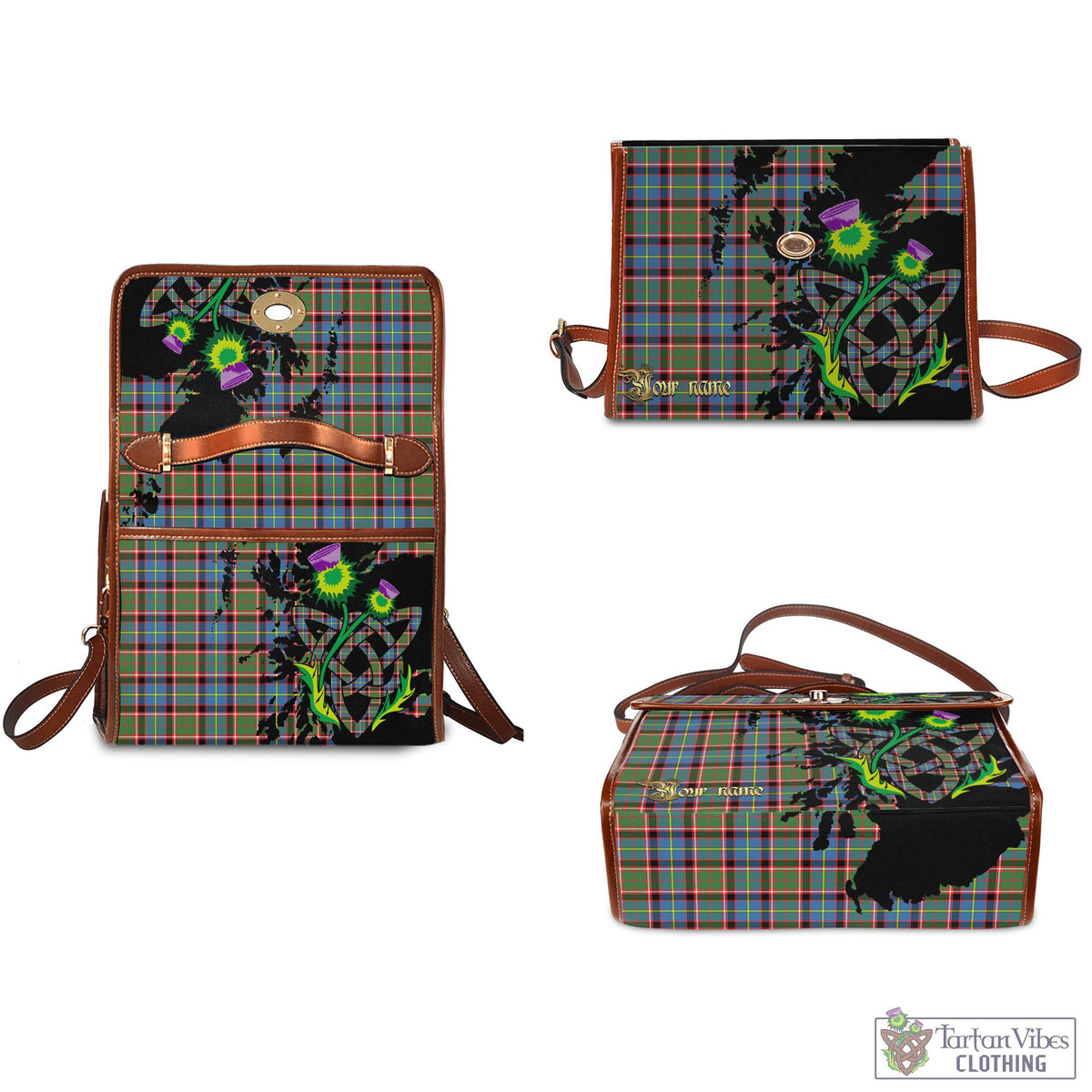 Aikenhead Tartan Waterproof Canvas Bag with Scotland Map and Thistle Celtic Accents - Tartan Vibes Clothing