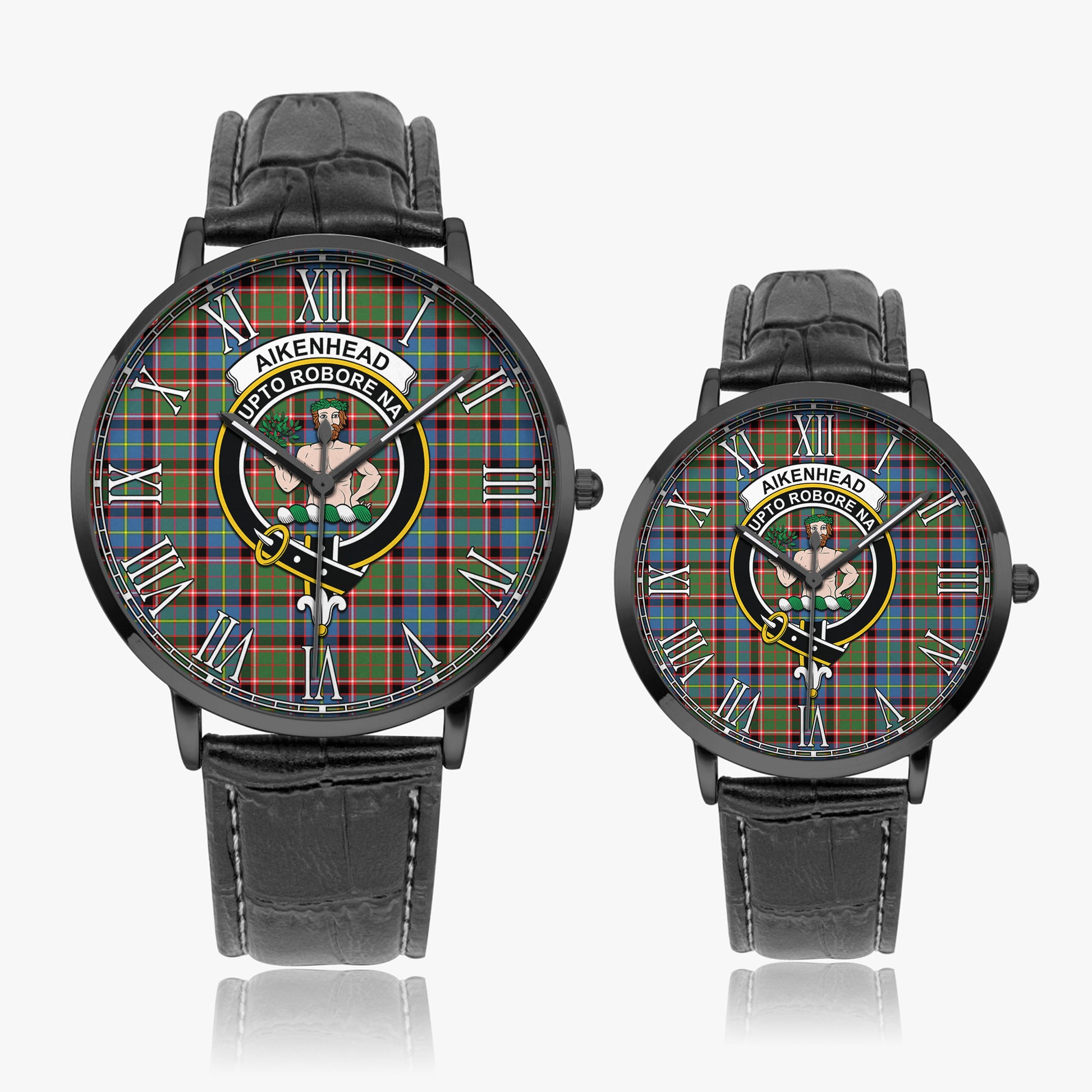 Aikenhead Tartan Family Crest Leather Strap Quartz Watch - Tartanvibesclothing