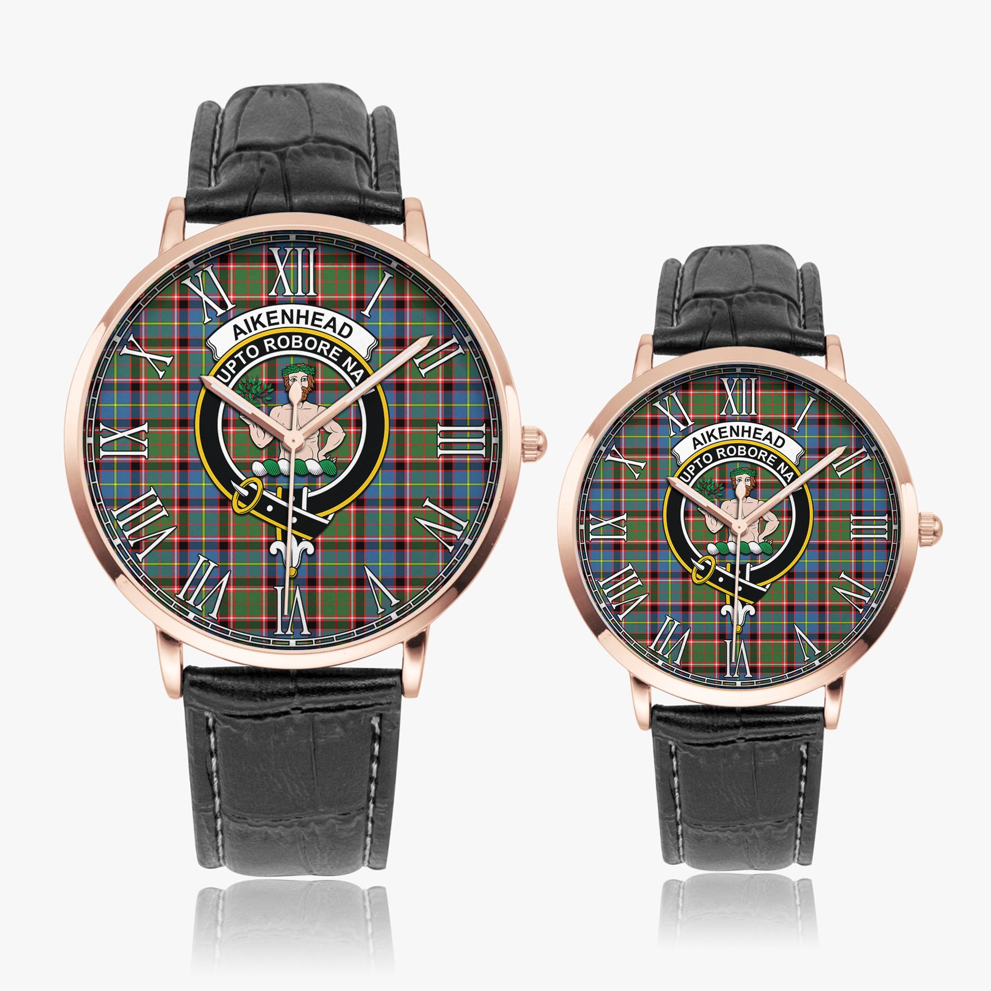 Aikenhead Tartan Family Crest Leather Strap Quartz Watch - Tartanvibesclothing