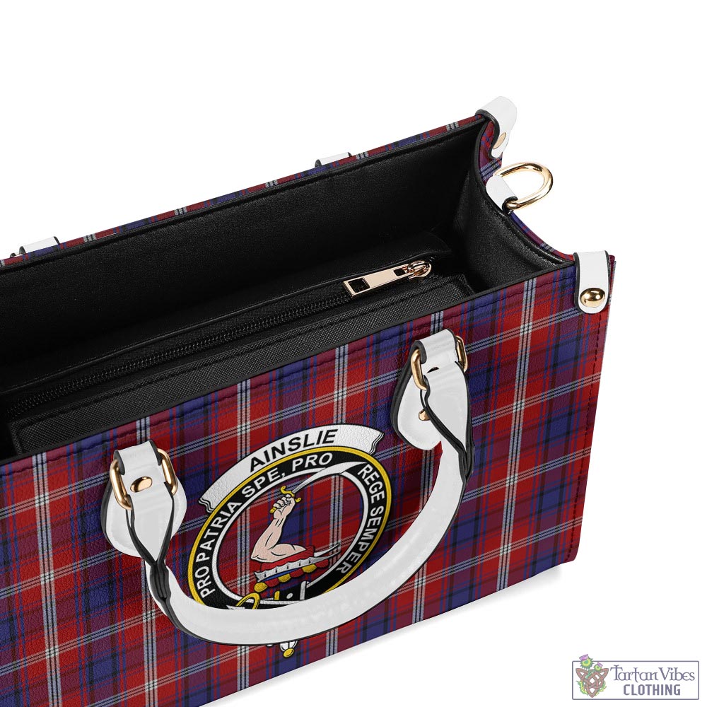 Tartan Vibes Clothing Ainslie Tartan Luxury Leather Handbags with Family Crest