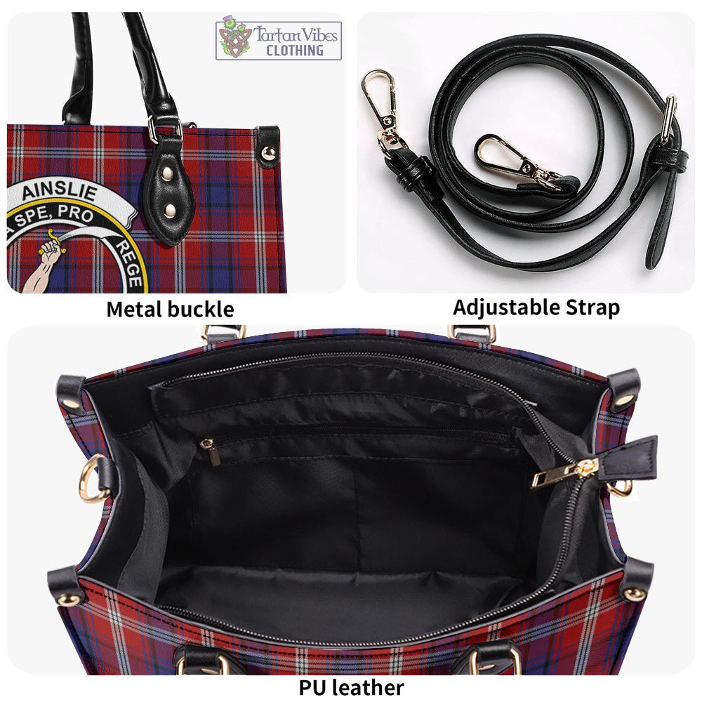 Tartan Vibes Clothing Ainslie Tartan Luxury Leather Handbags with Family Crest