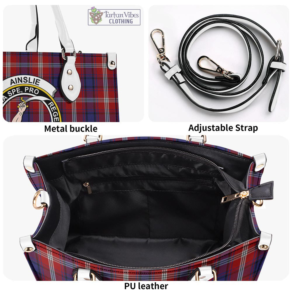 Tartan Vibes Clothing Ainslie Tartan Luxury Leather Handbags with Family Crest