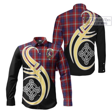 Ainslie Tartan Long Sleeve Button Shirt with Family Crest and Celtic Symbol Style