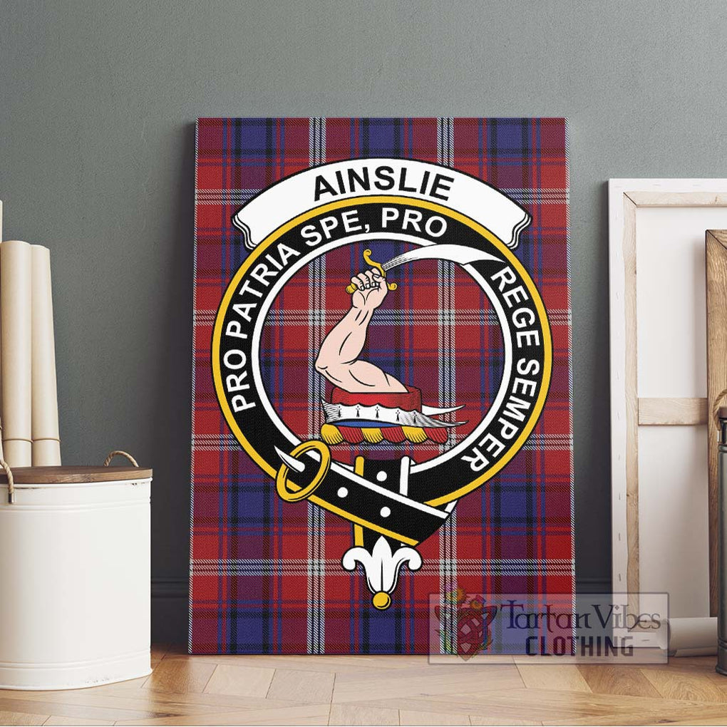 Ainslie Tartan Canvas Print Wall Art with Family Crest Without Frame - Tartan Vibes Clothing