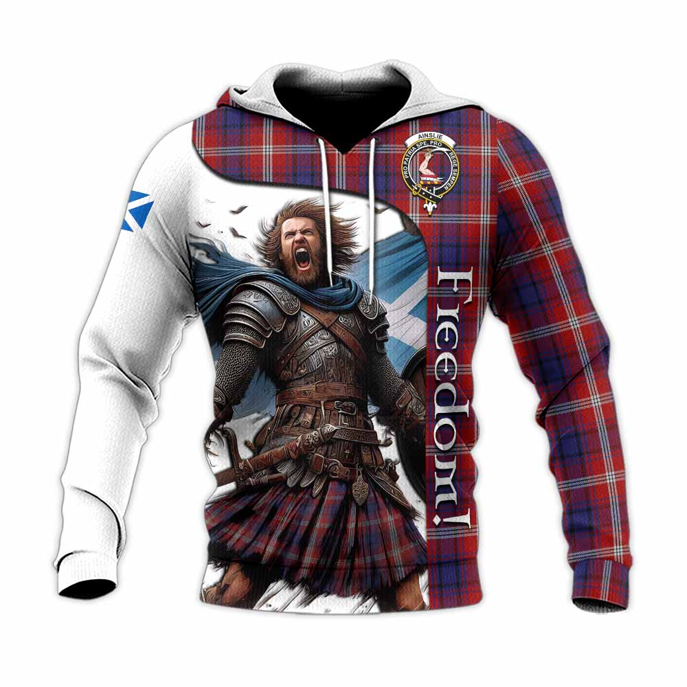 Tartan Vibes Clothing Ainslie Crest Tartan Knitted Hoodie Inspired by the Freedom of Scottish Warrior