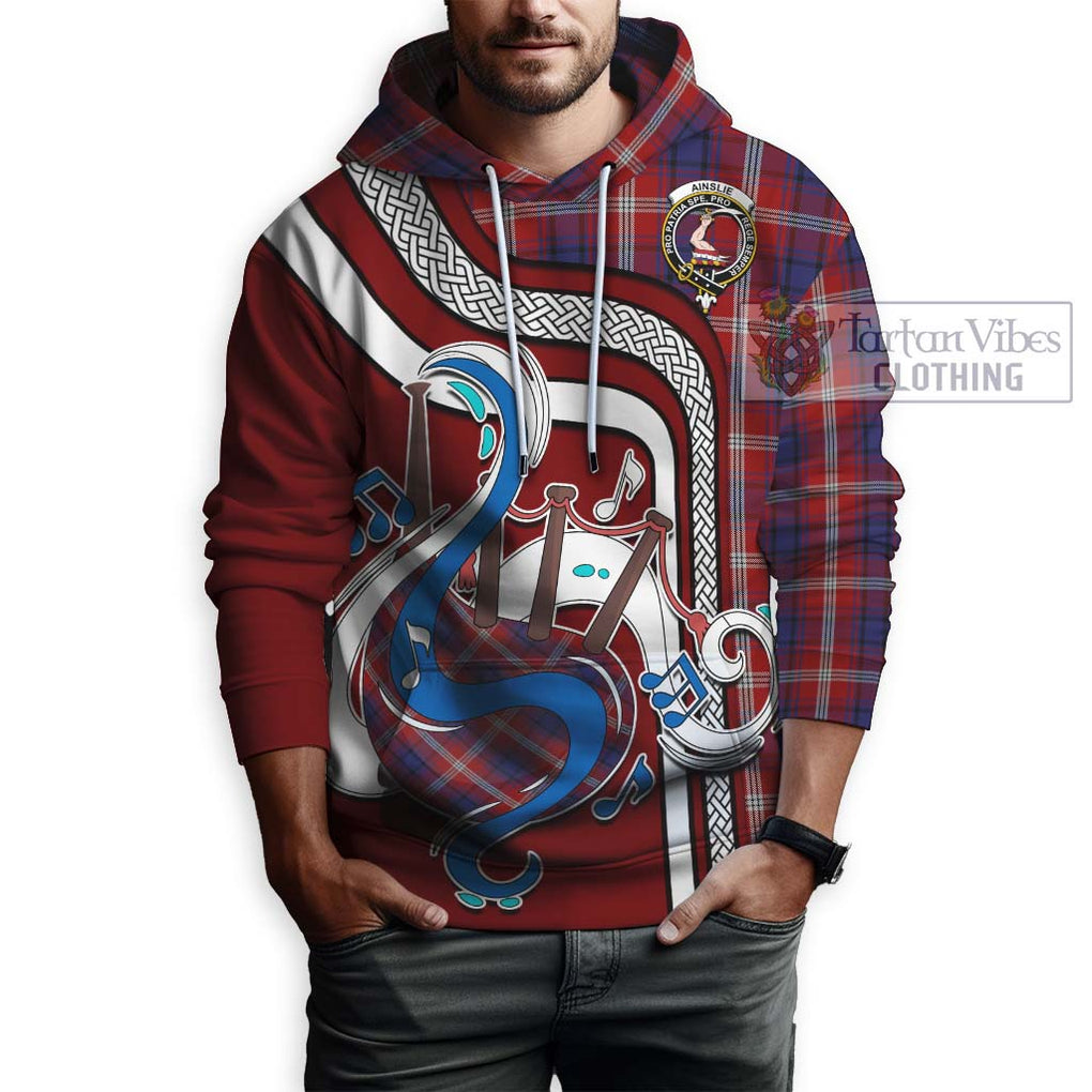 Ainslie Tartan Hoodie with Epic Bagpipe Style Zip Hoodie - Tartanvibesclothing Shop