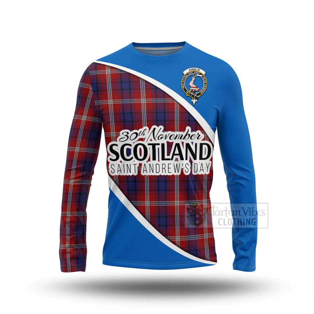 Tartan Vibes Clothing Ainslie Family Crest Tartan Long Sleeve T-Shirt Celebrate Saint Andrew's Day in Style