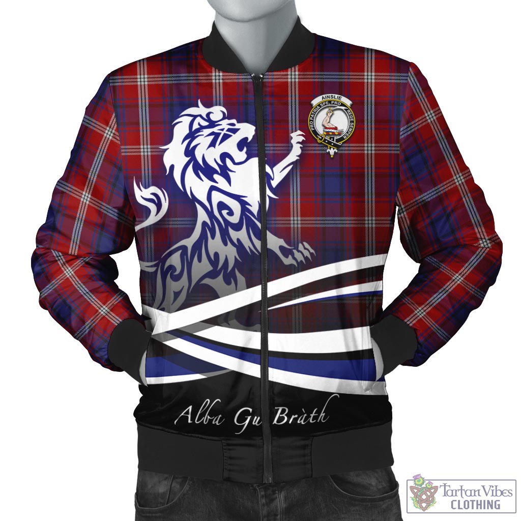 Tartan Vibes Clothing Ainslie Tartan Bomber Jacket with Alba Gu Brath Regal Lion Emblem