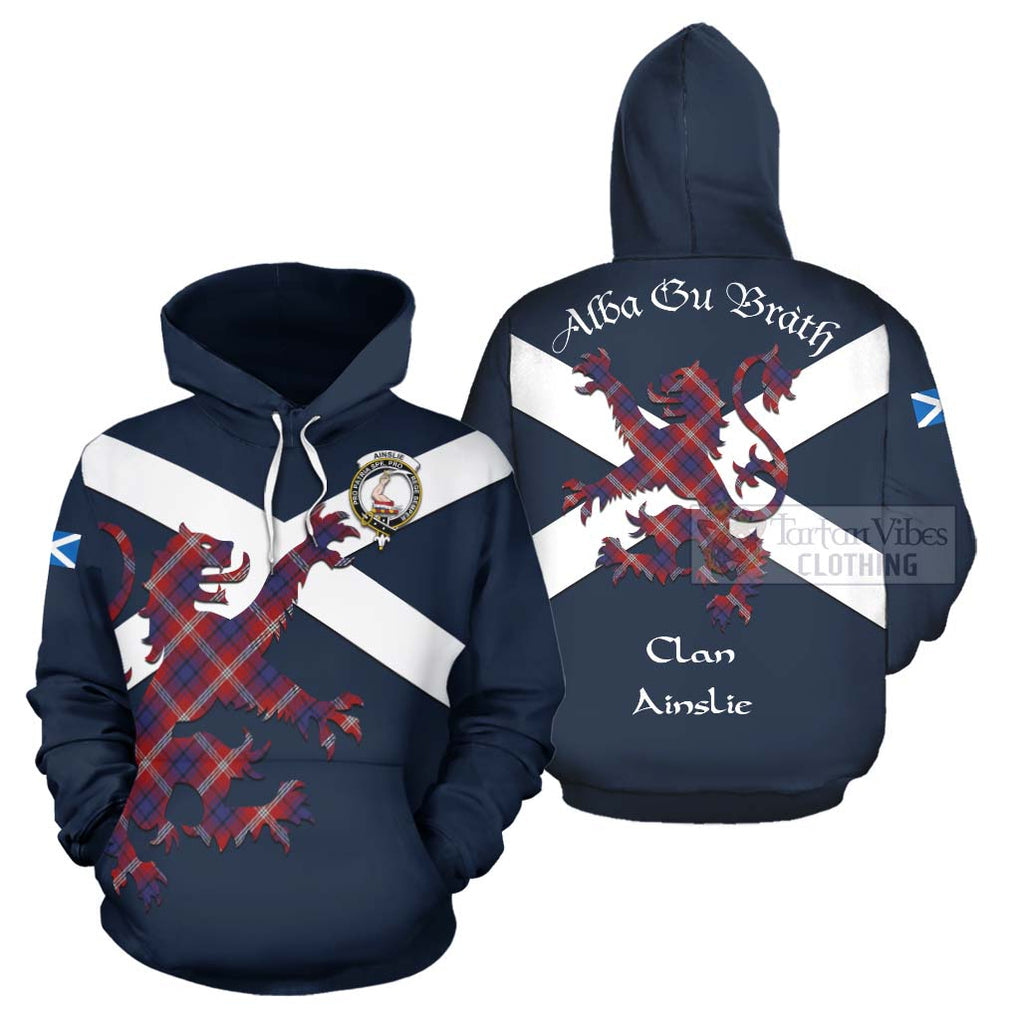 Tartan Vibes Clothing Ainslie Tartan Lion Rampant Hoodie – Proudly Display Your Heritage with Alba Gu Brath and Clan Name