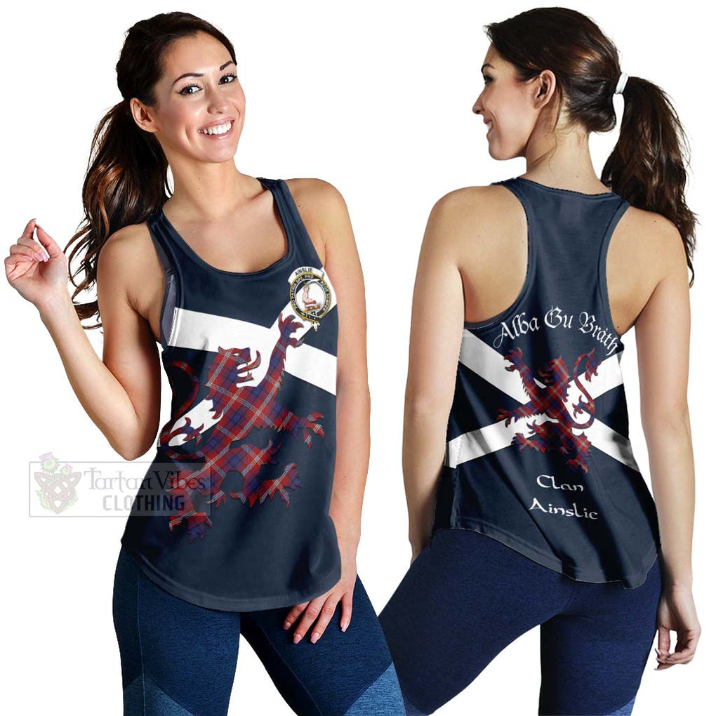 Tartan Vibes Clothing Ainslie Tartan Lion Rampant Women's Racerback Tanks – Proudly Display Your Heritage with Alba Gu Brath and Clan Name