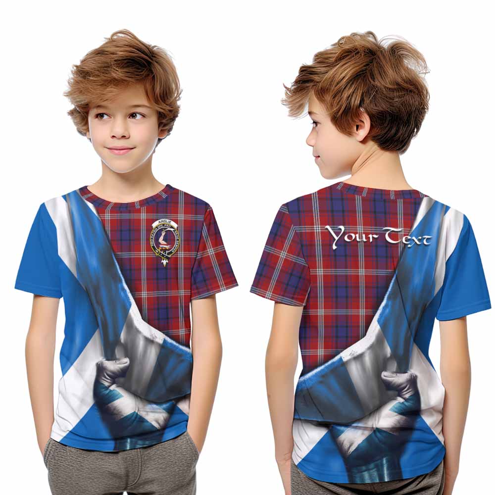 Tartan Vibes Clothing Ainslie Tartan Kid T-Shirt with Family Crest Scotland Patriotic Style