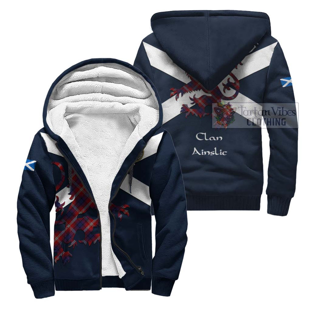 Tartan Vibes Clothing Ainslie Tartan Lion Rampant Sherpa Hoodie – Proudly Display Your Heritage with Alba Gu Brath and Clan Name