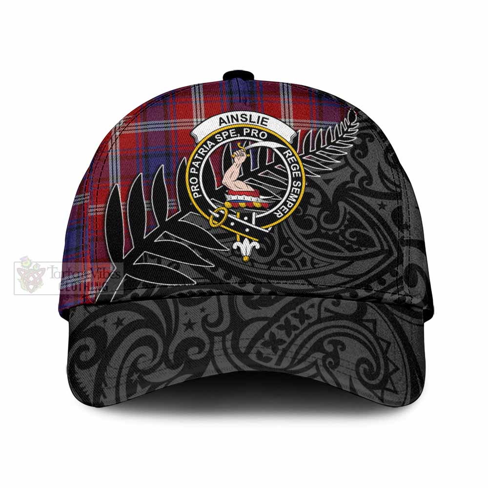 Tartan Vibes Clothing Ainslie Tartan Classic Cap with New Zealand Silver Fern Half Style