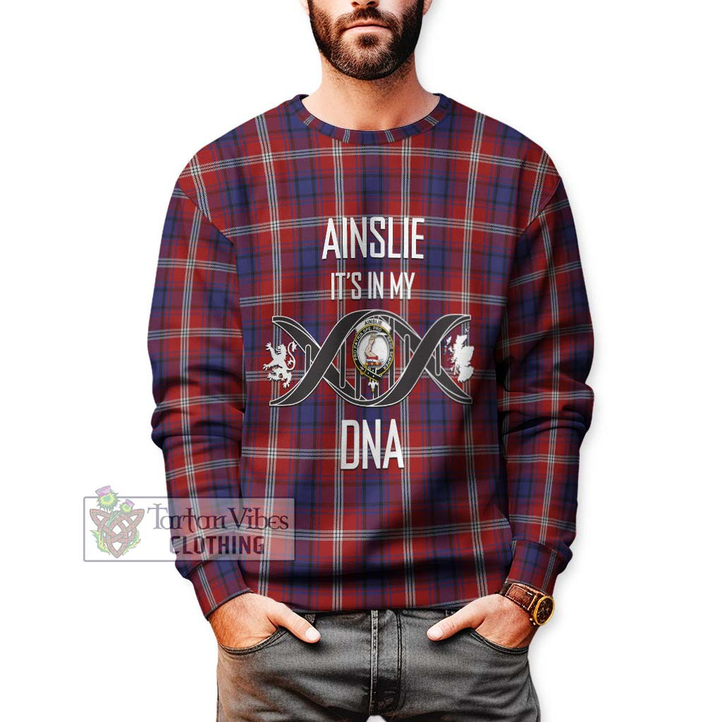 Ainslie Tartan Sweatshirt with Family Crest DNA In Me Style Unisex - Tartanvibesclothing Shop