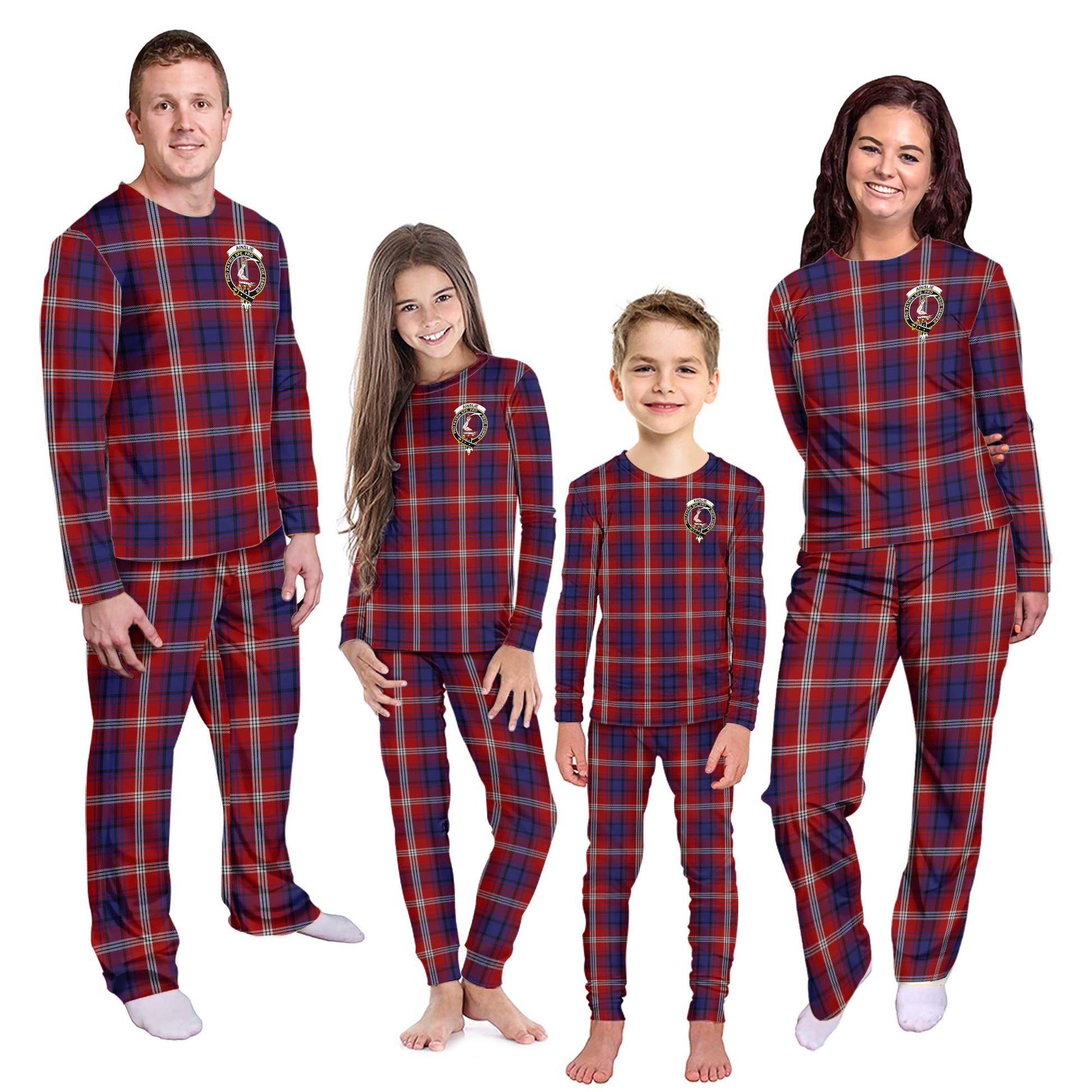 Ainslie Tartan Pajamas Family Set with Family Crest - Tartanvibesclothing