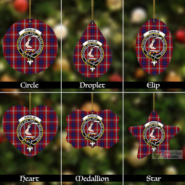 Ainslie Tartan Christmas Aluminium Ornament with Family Crest