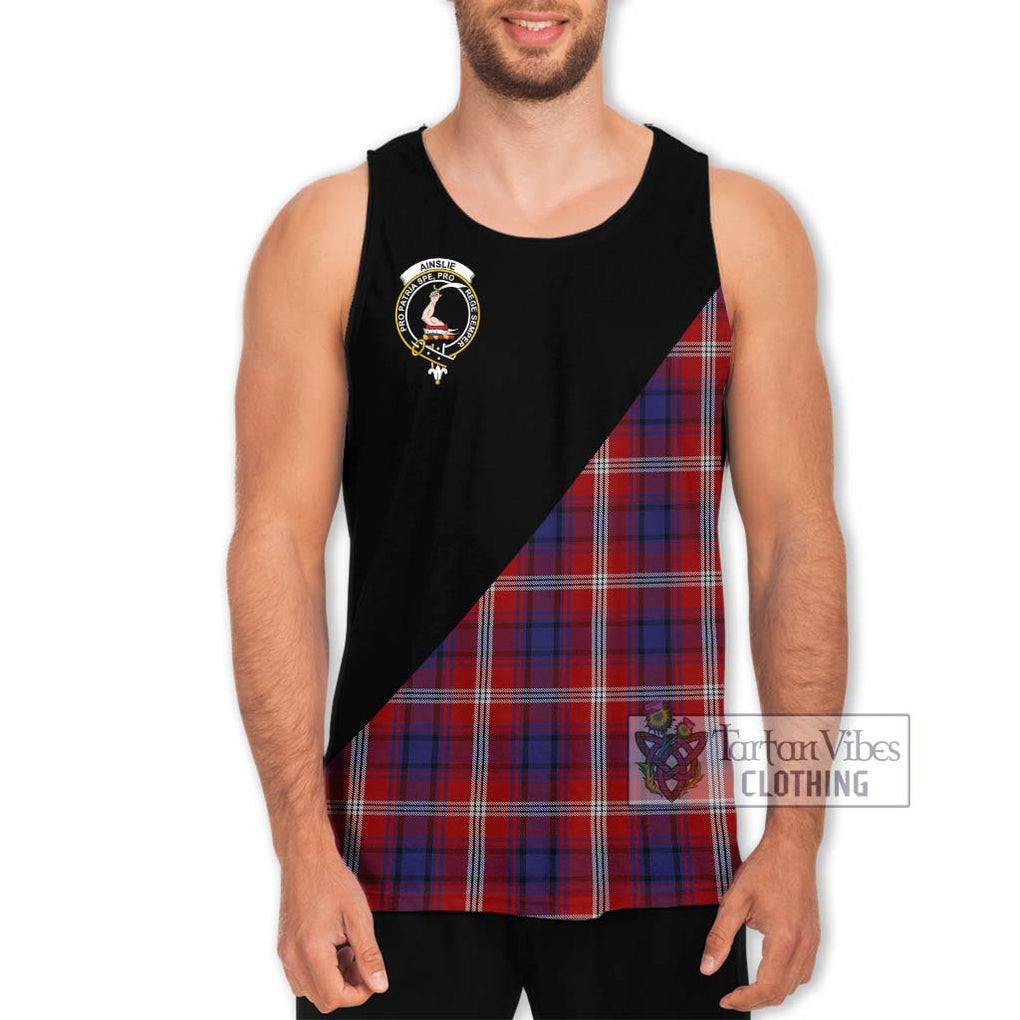 Ainslie Tartan Men's Tank Top with Family Crest and Military Logo Style Men - Tartanvibesclothing Shop