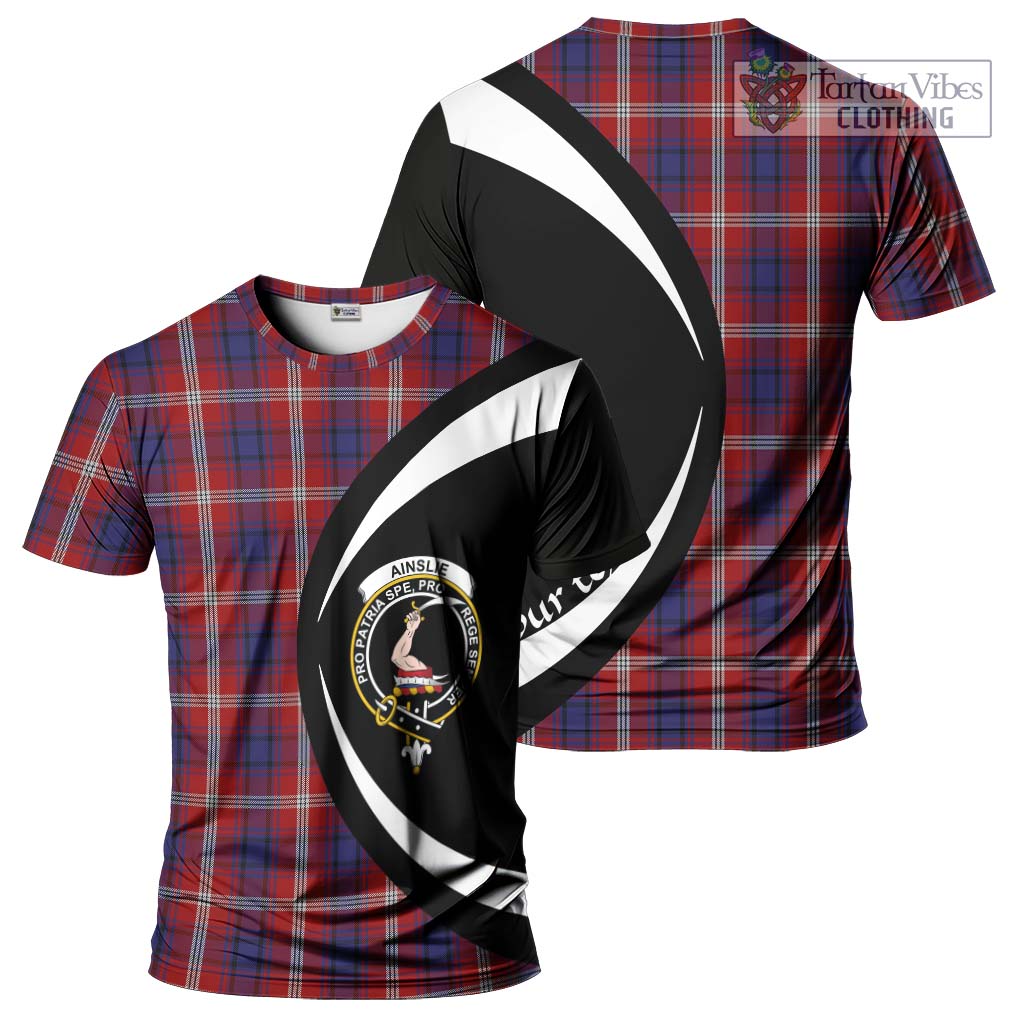 Tartan Vibes Clothing Ainslie Tartan T-Shirt with Family Crest Circle Style