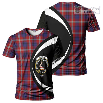 Ainslie Tartan T-Shirt with Family Crest Circle Style