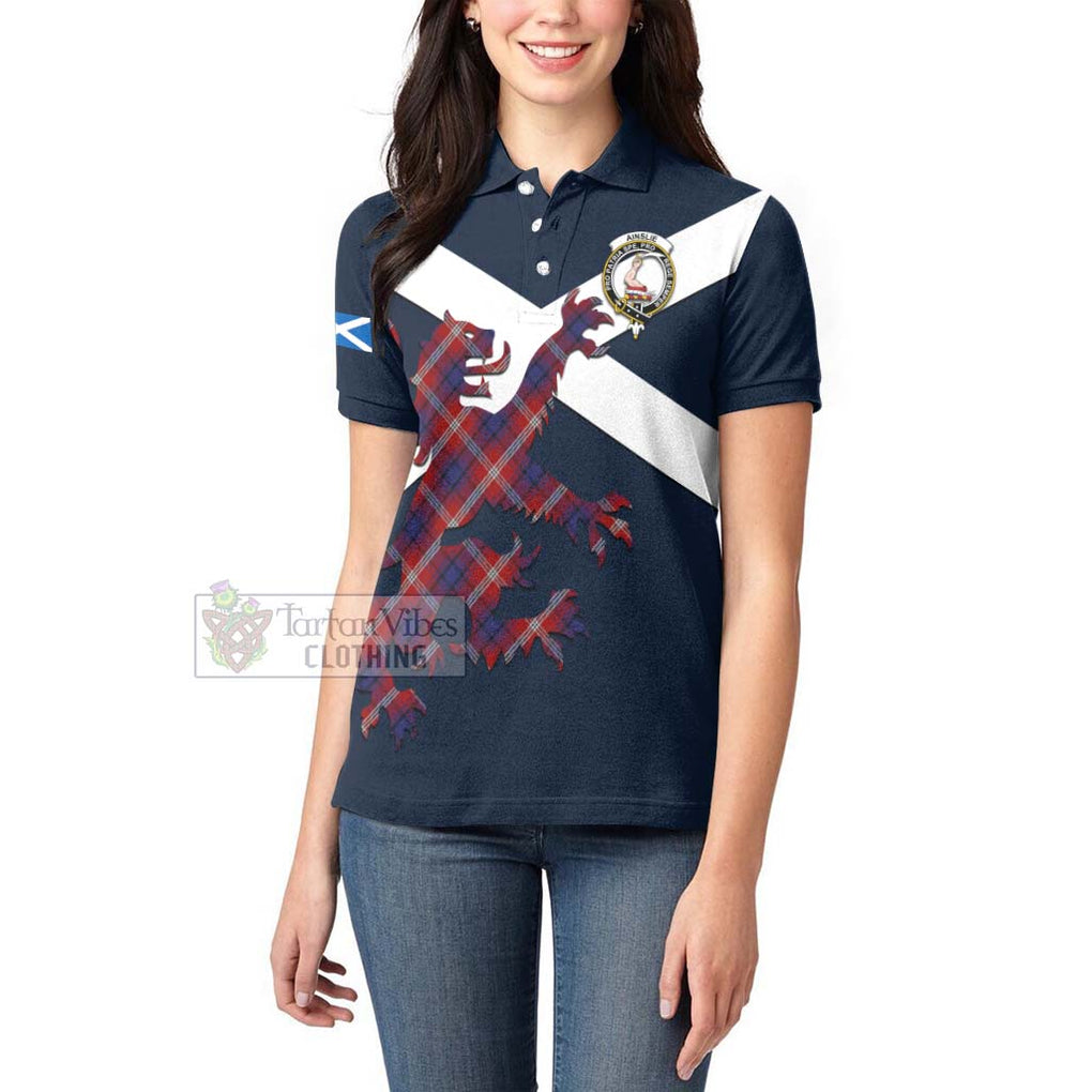 Tartan Vibes Clothing Ainslie Tartan Lion Rampant Women's Polo Shirt – Proudly Display Your Heritage with Alba Gu Brath and Clan Name